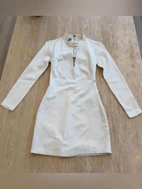 bebe White Long-Sleeve Cutout Mini Dress